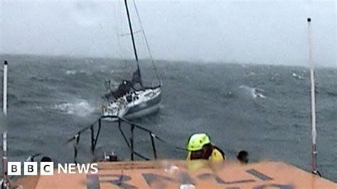 Rolex Fastnet Race: Video shows yacht rescue in 'brutal'